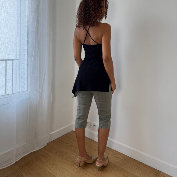 Vintage asymmetrical black slinky tank top (S) - Picture 2 of 6